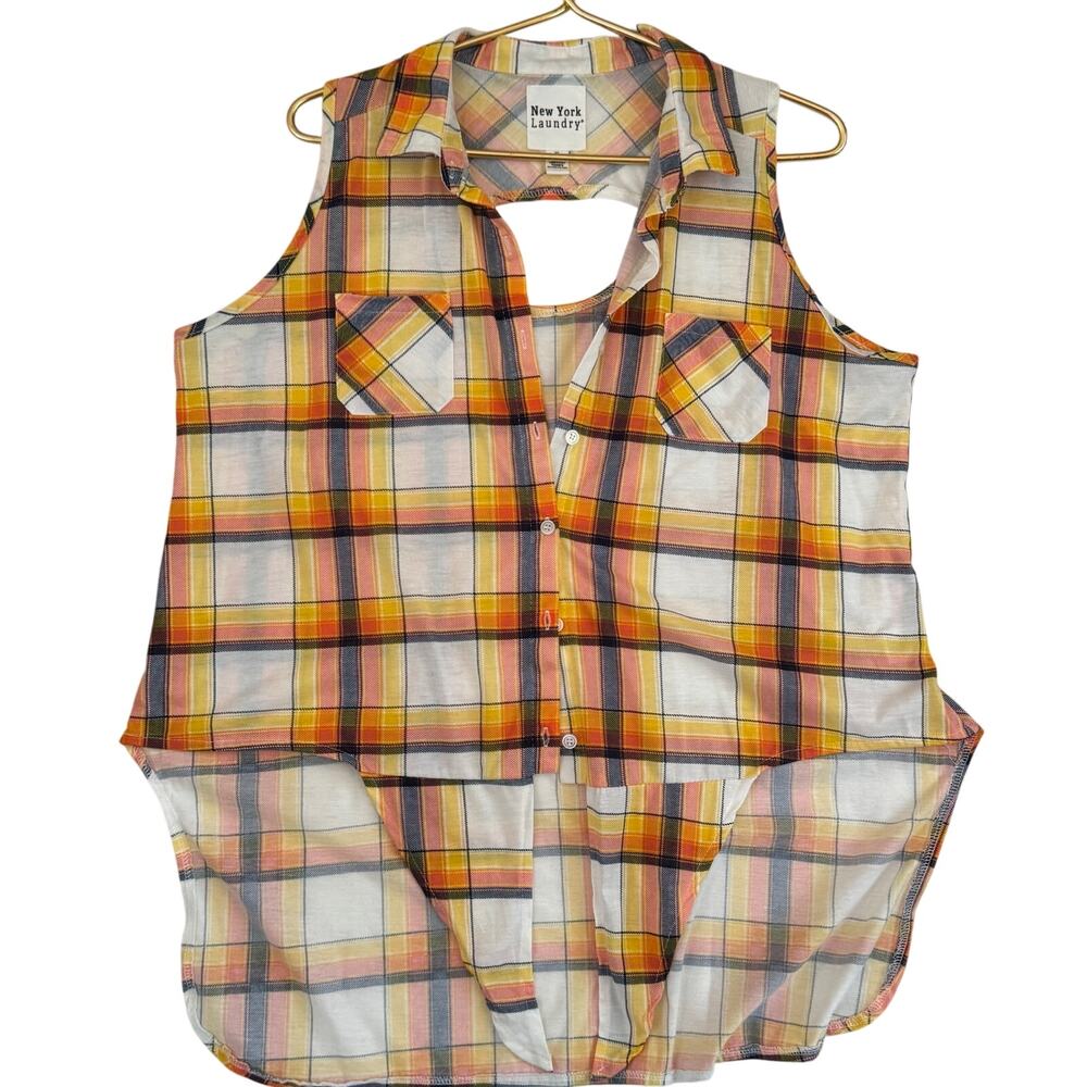 Cutout plaid tank